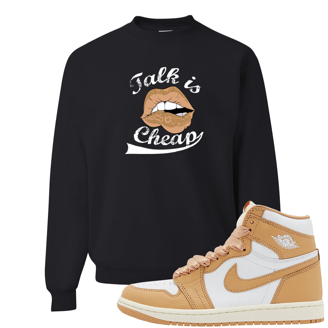 Retro High Praline 1s Crewneck Sweatshirt | Talk Lips, Black