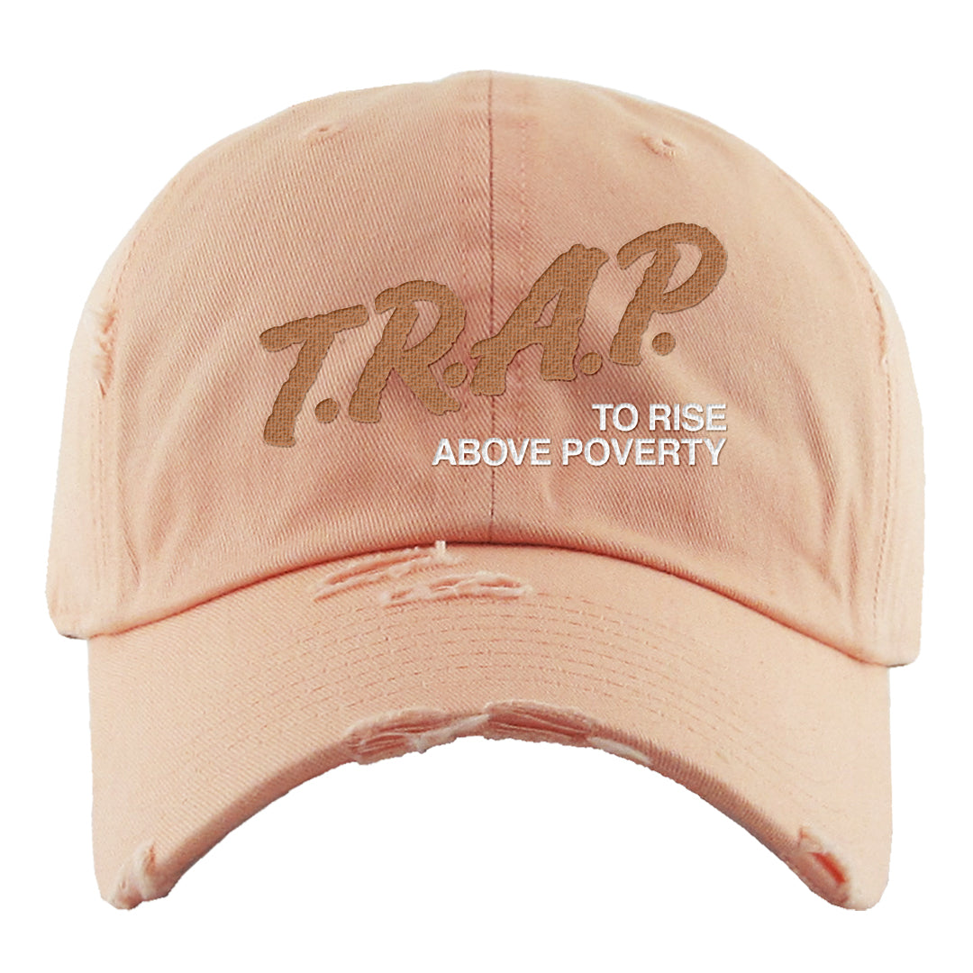 Retro High Praline 1s Distressed Dad Hat | Trap To Rise Above Poverty, Peach