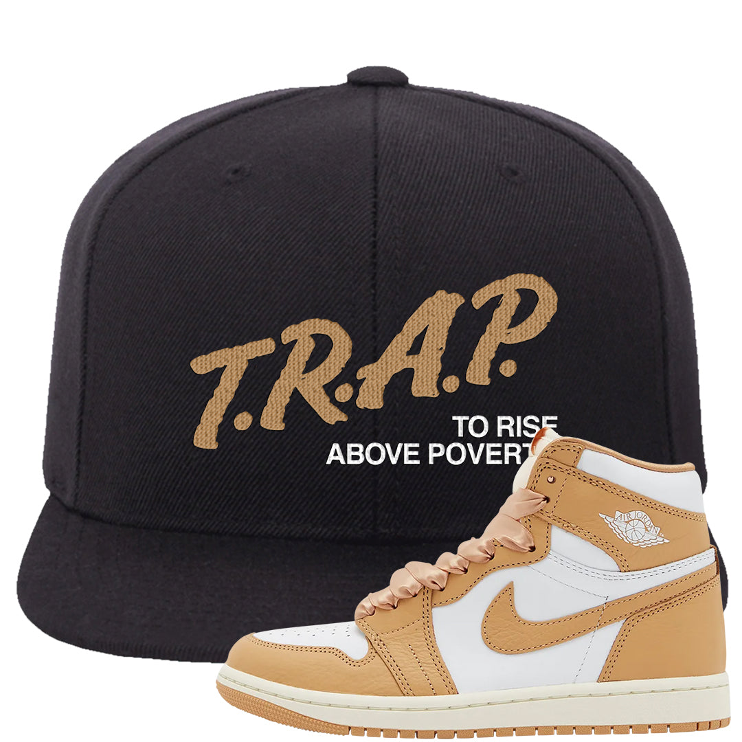 Retro High Praline 1s Snapback Hat | Trap To Rise Above Poverty, Black