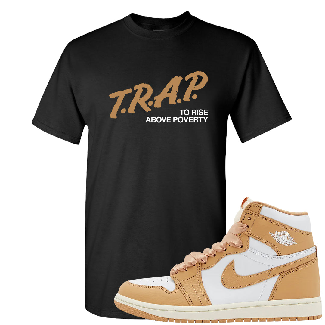 Retro High Praline 1s T Shirt | Trap To Rise Above Poverty, Black