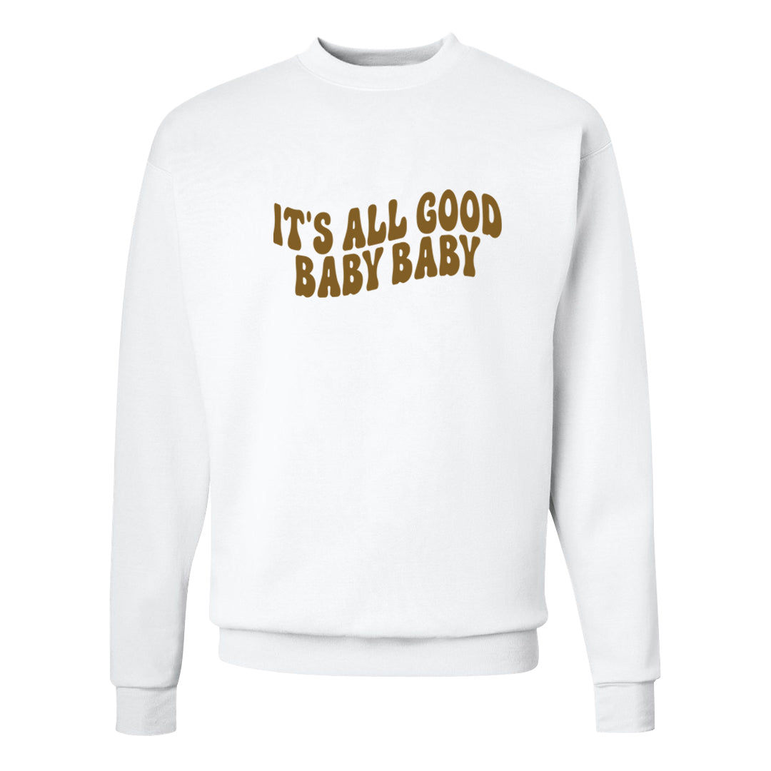 Metallic Gold Retro 1s Crewneck Sweatshirt | All Good Baby, White
