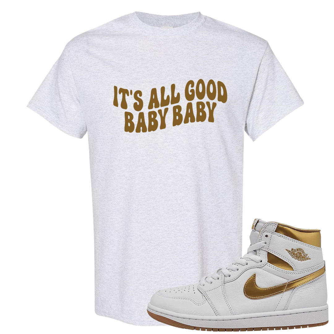 Metallic Gold Retro 1s T Shirt | All Good Baby, Ash