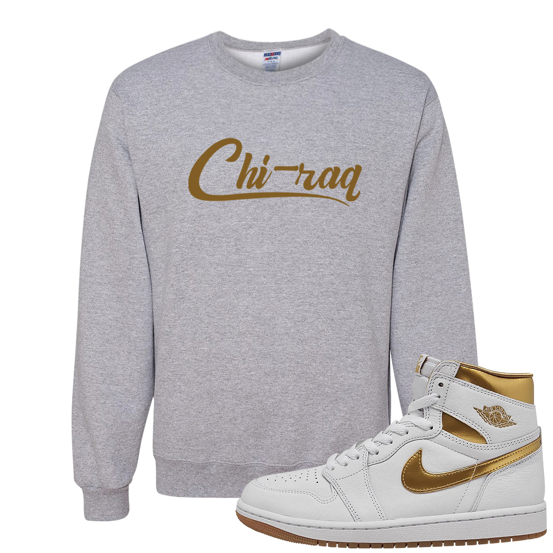 Metallic Gold Retro 1s Crewneck Sweatshirt | Chiraq, Ash
