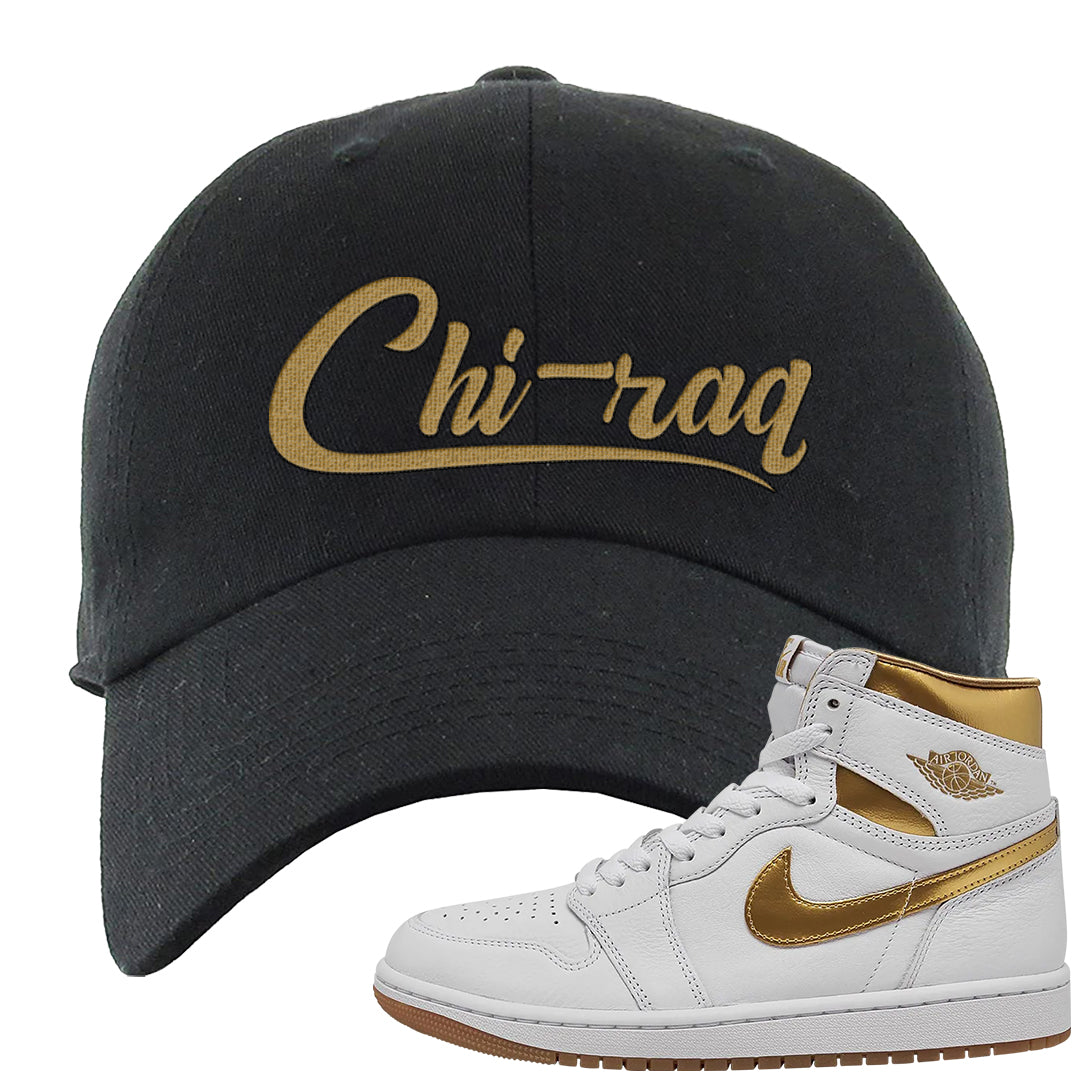 Metallic Gold Retro 1s Dad Hat | Chiraq, Black