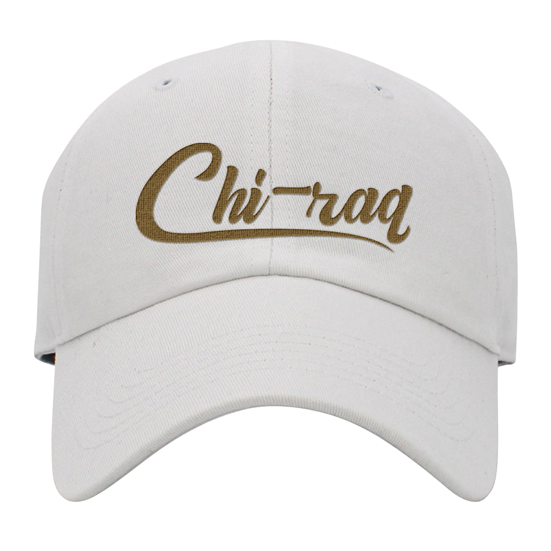 Metallic Gold Retro 1s Dad Hat | Chiraq, White