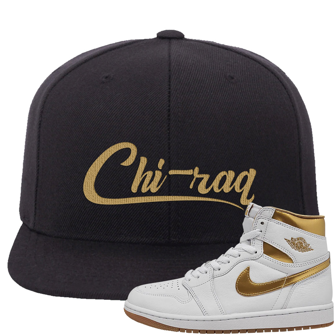 Metallic Gold Retro 1s Snapback Hat | Chiraq, Black