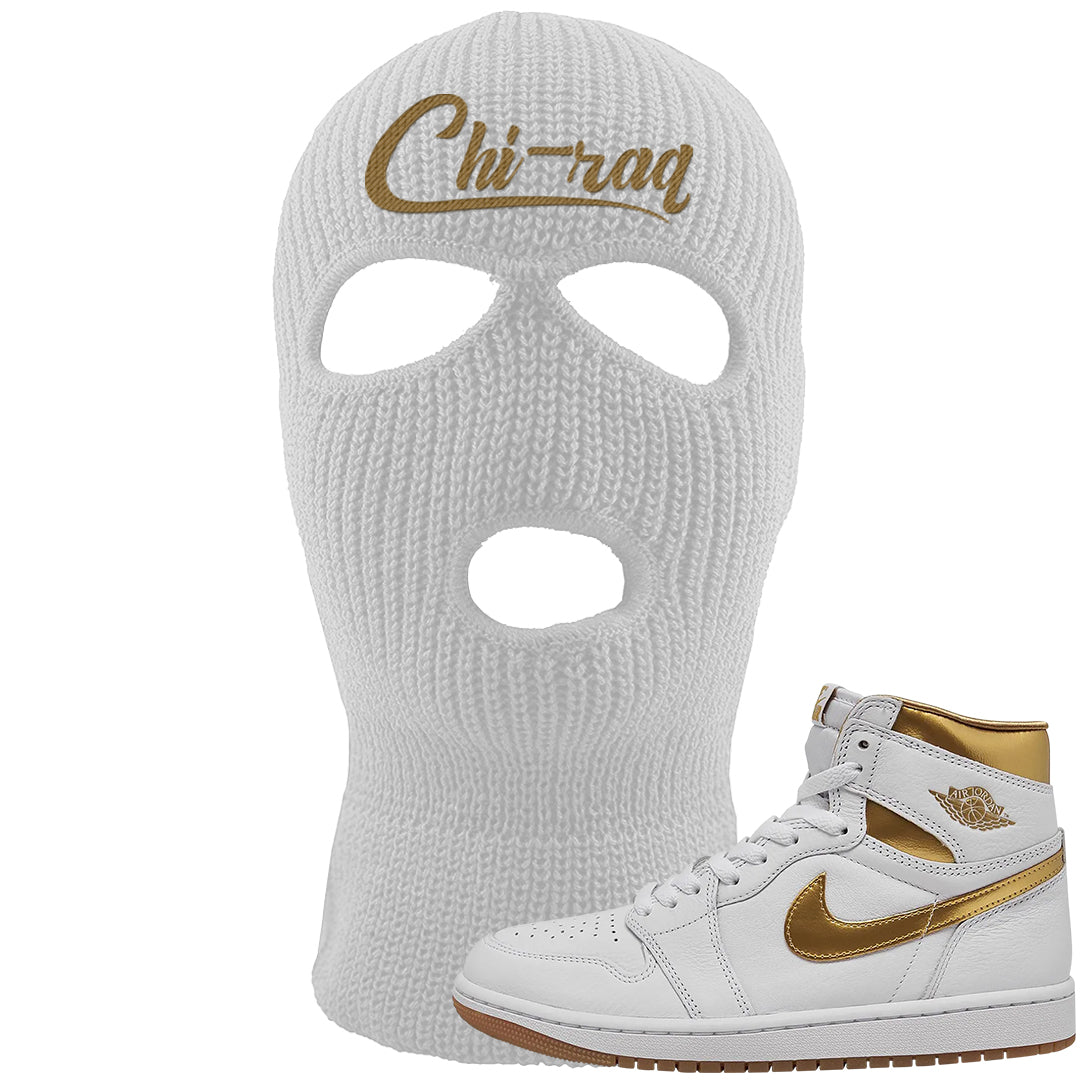 Metallic Gold Retro 1s Ski Mask | Chiraq, White