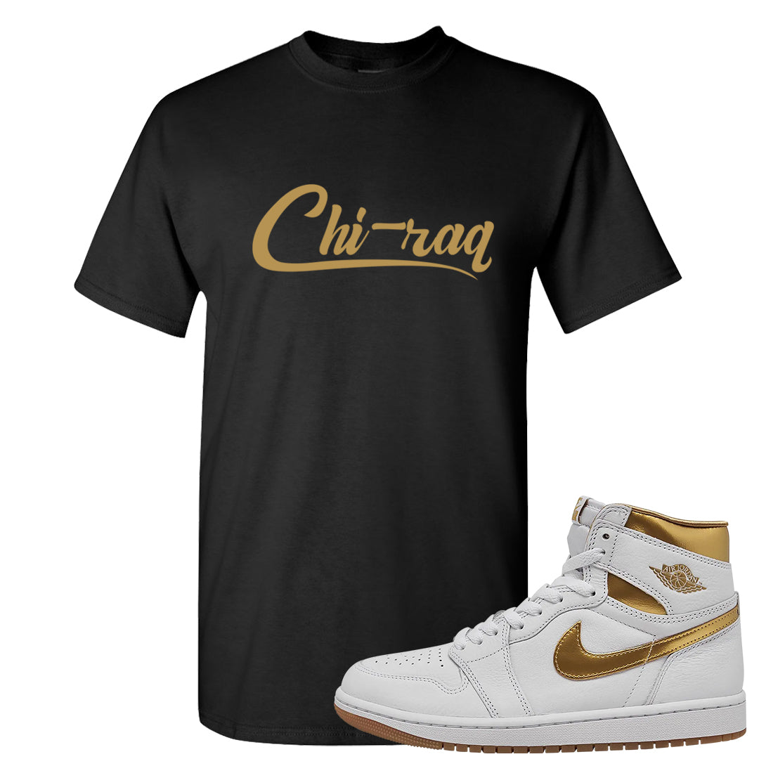 Metallic Gold Retro 1s T Shirt | Chiraq, Black