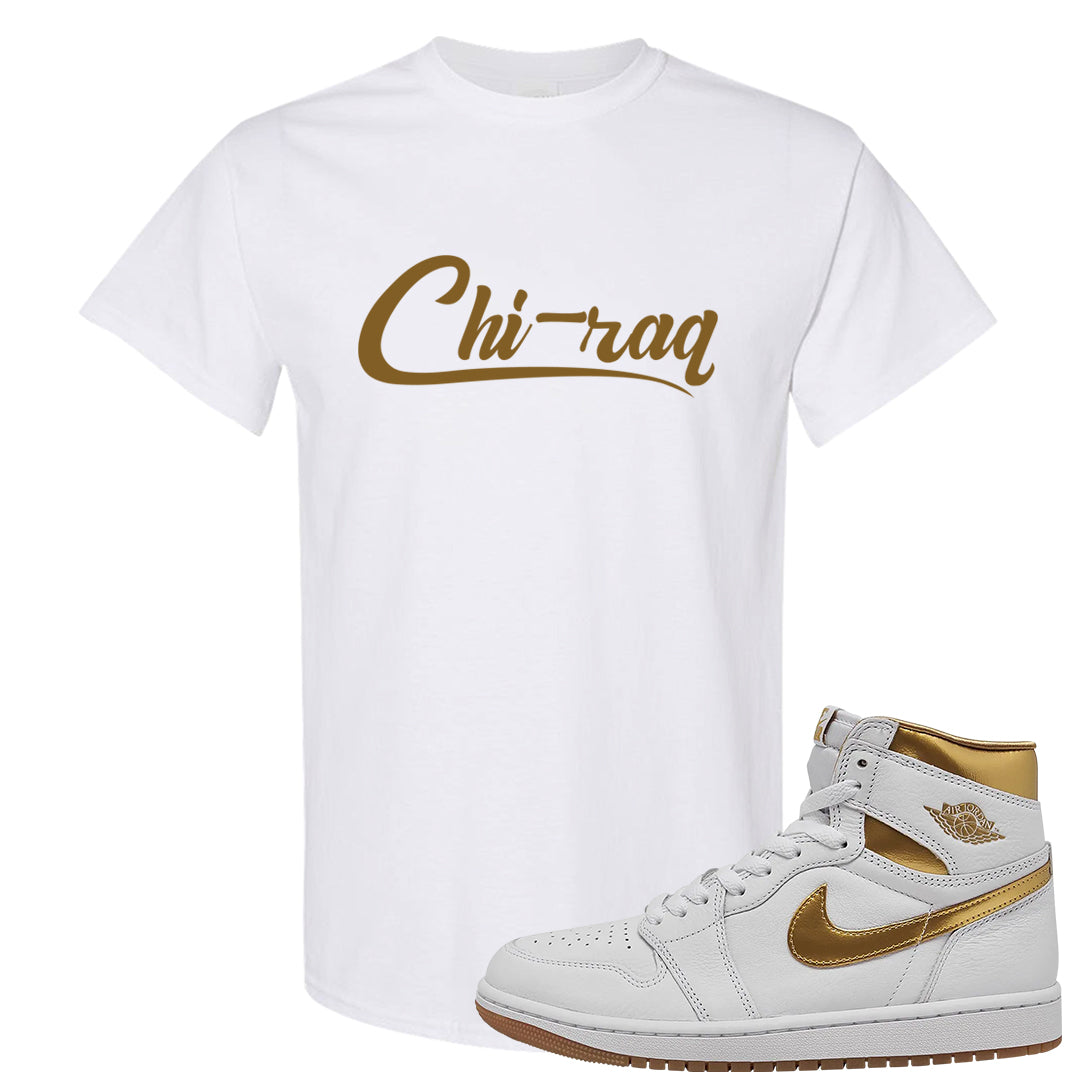 Metallic Gold Retro 1s T Shirt | Chiraq, White