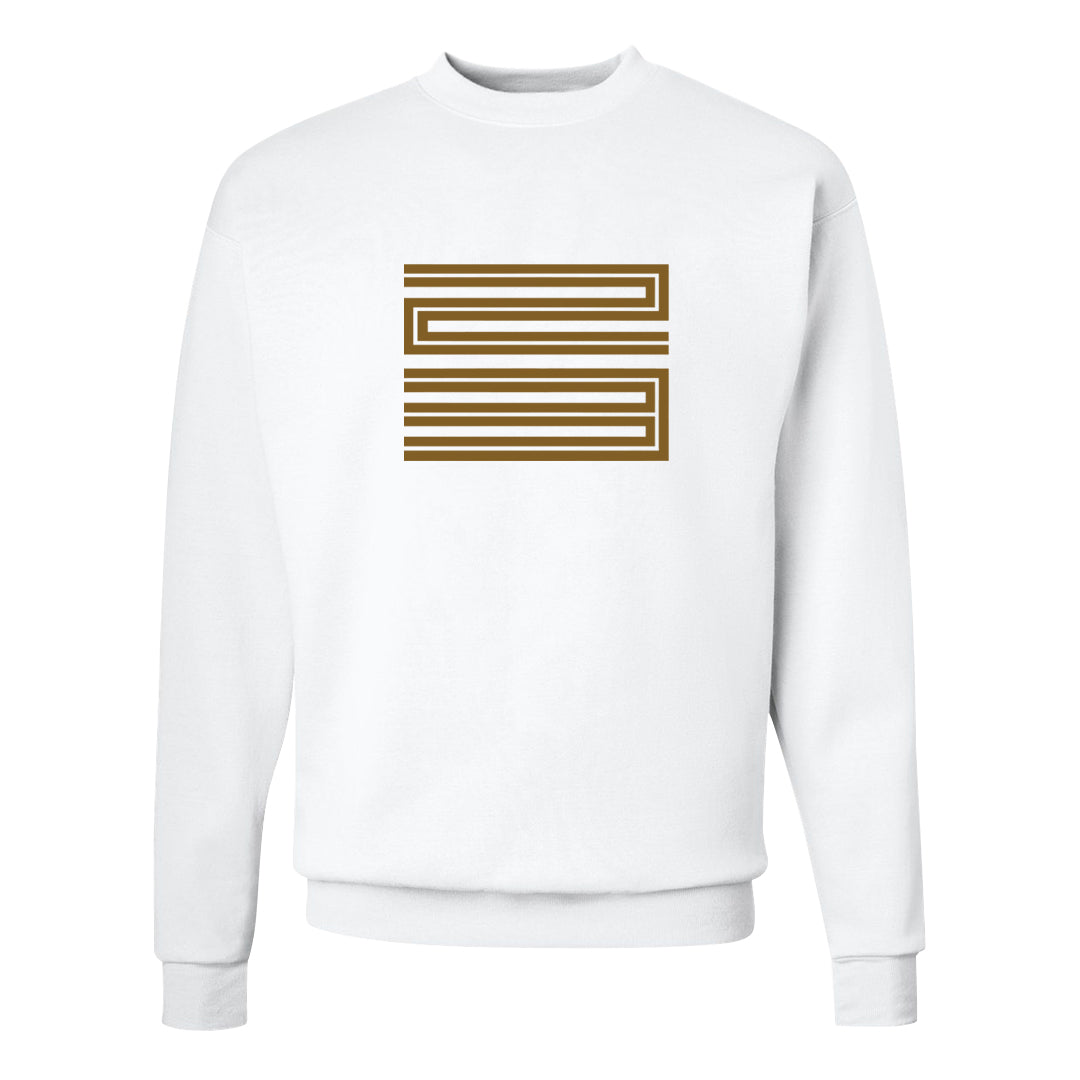 Metallic Gold Retro 1s Crewneck Sweatshirt | Double Line 23, White