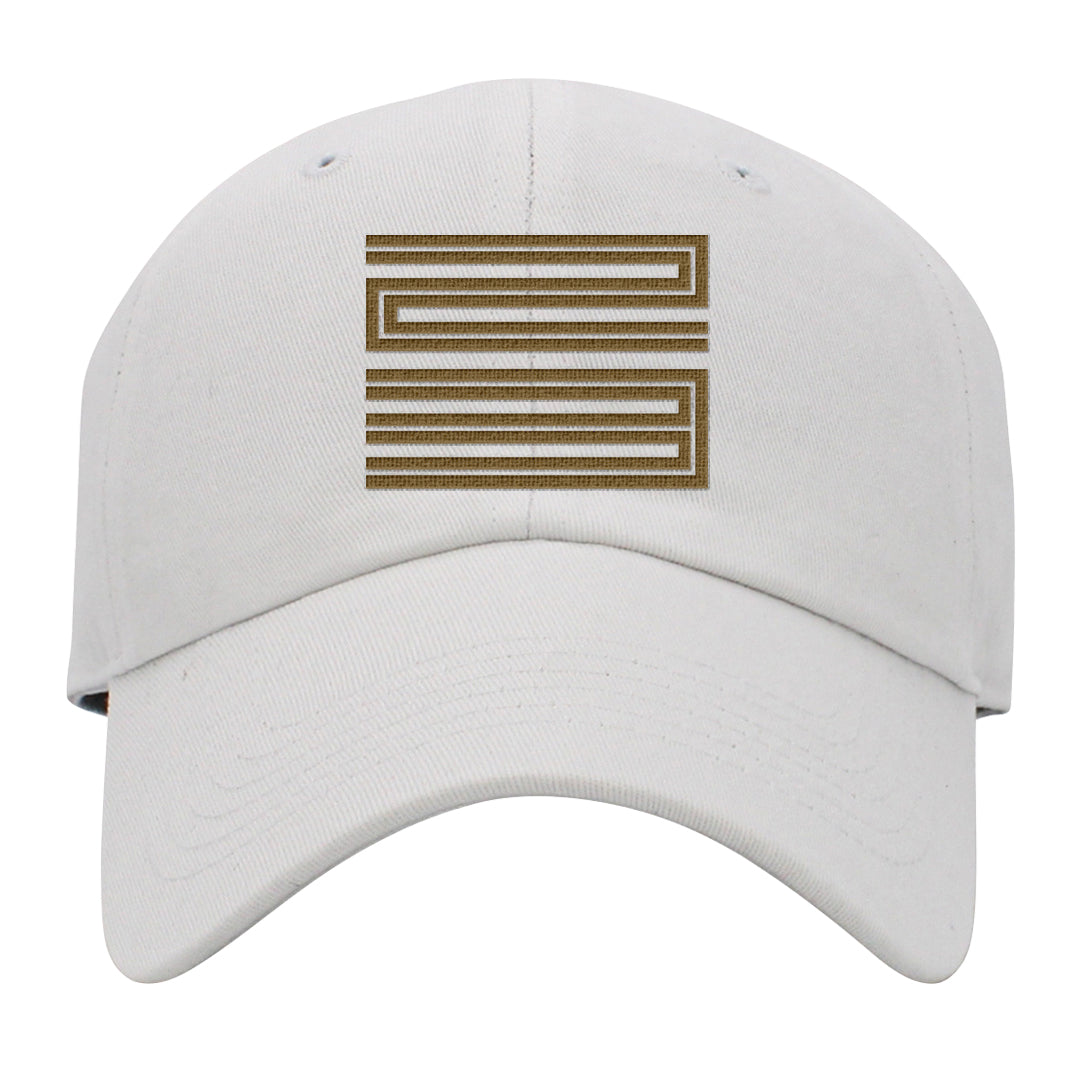 Metallic Gold Retro 1s Dad Hat | Double Line 23, White