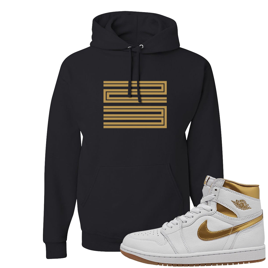 Metallic Gold Retro 1s Hoodie | Double Line 23, Black