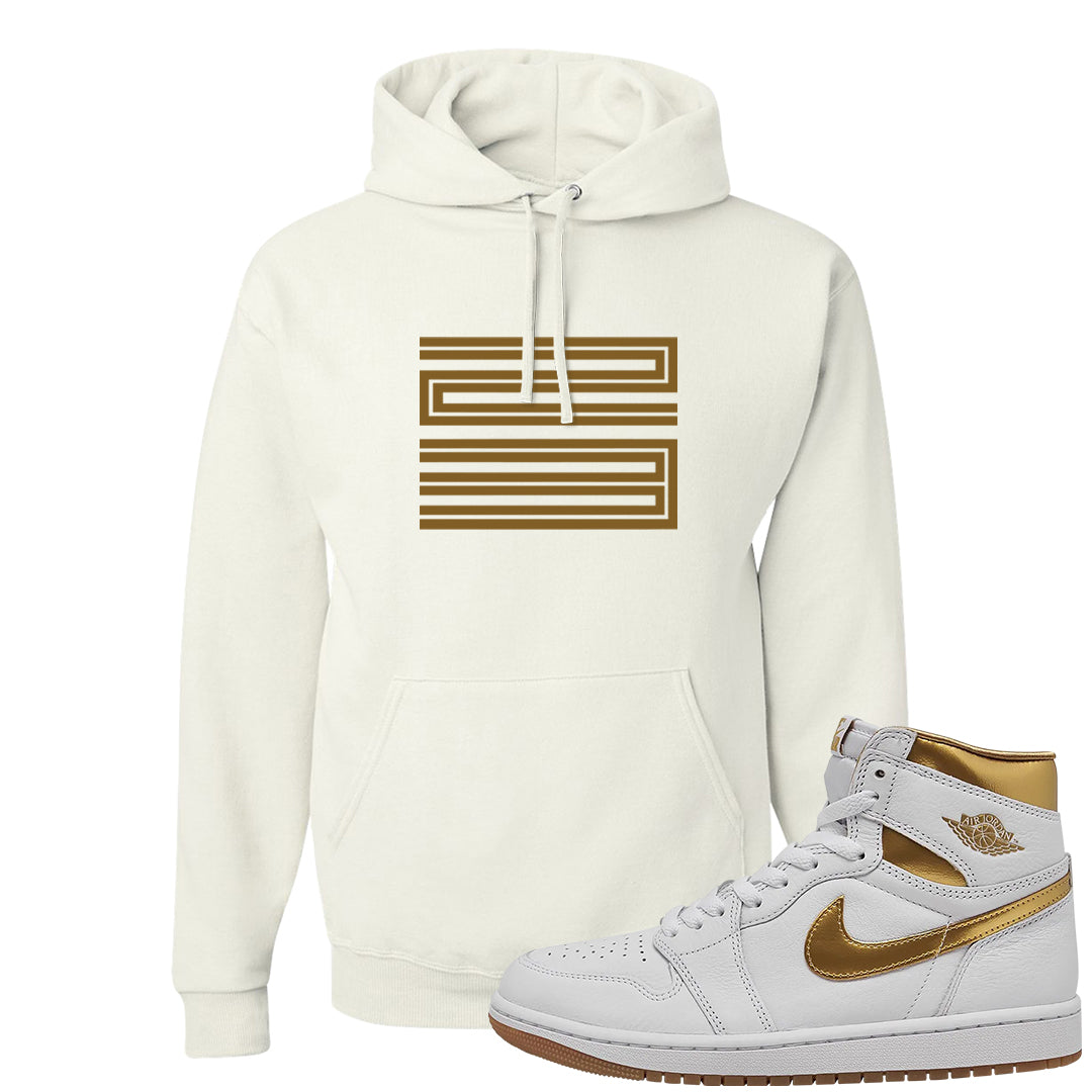 Metallic Gold Retro 1s Hoodie | Double Line 23, White