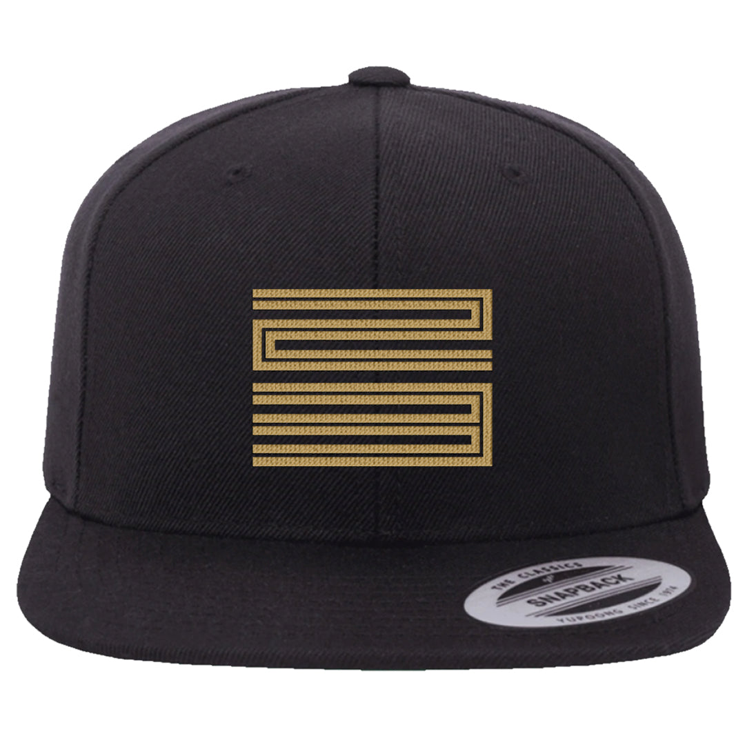 Metallic Gold Retro 1s Snapback Hat | Double Line 23, Black