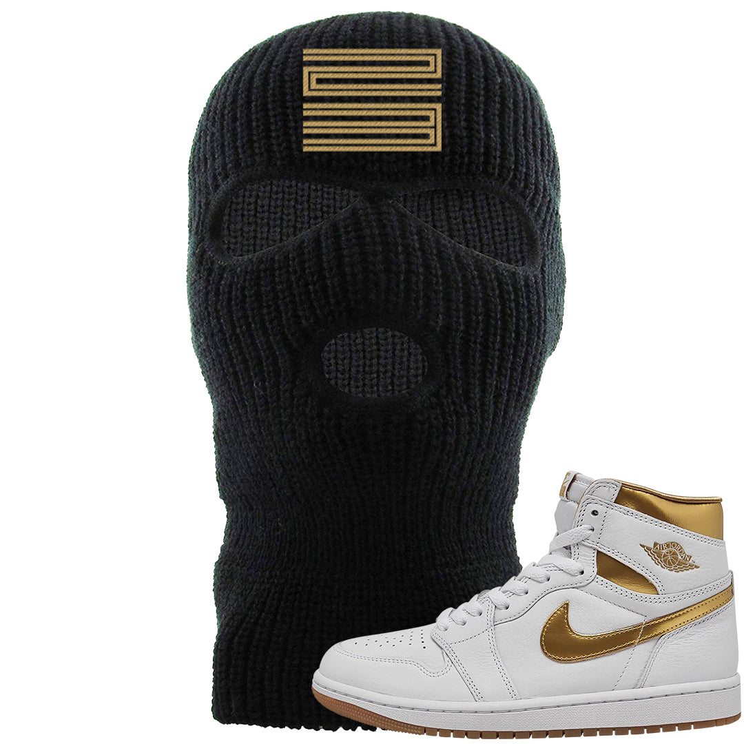 Metallic Gold Retro 1s Ski Mask | Double Line 23, Black