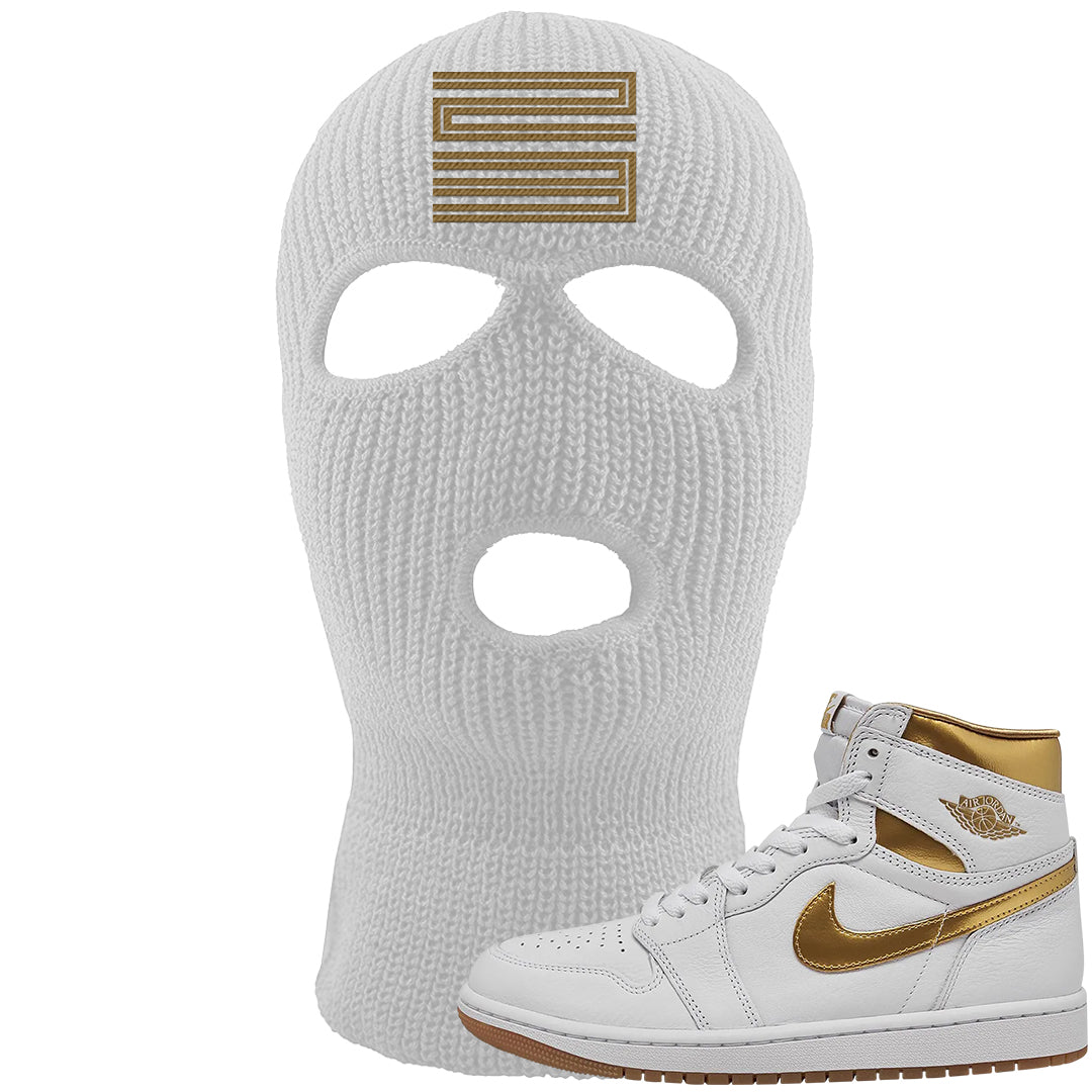 Metallic Gold Retro 1s Ski Mask | Double Line 23, White