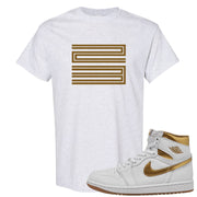 Metallic Gold Retro 1s T Shirt | Double Line 23, Ash