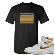 Metallic Gold Retro 1s T Shirt | Double Line 23, Black