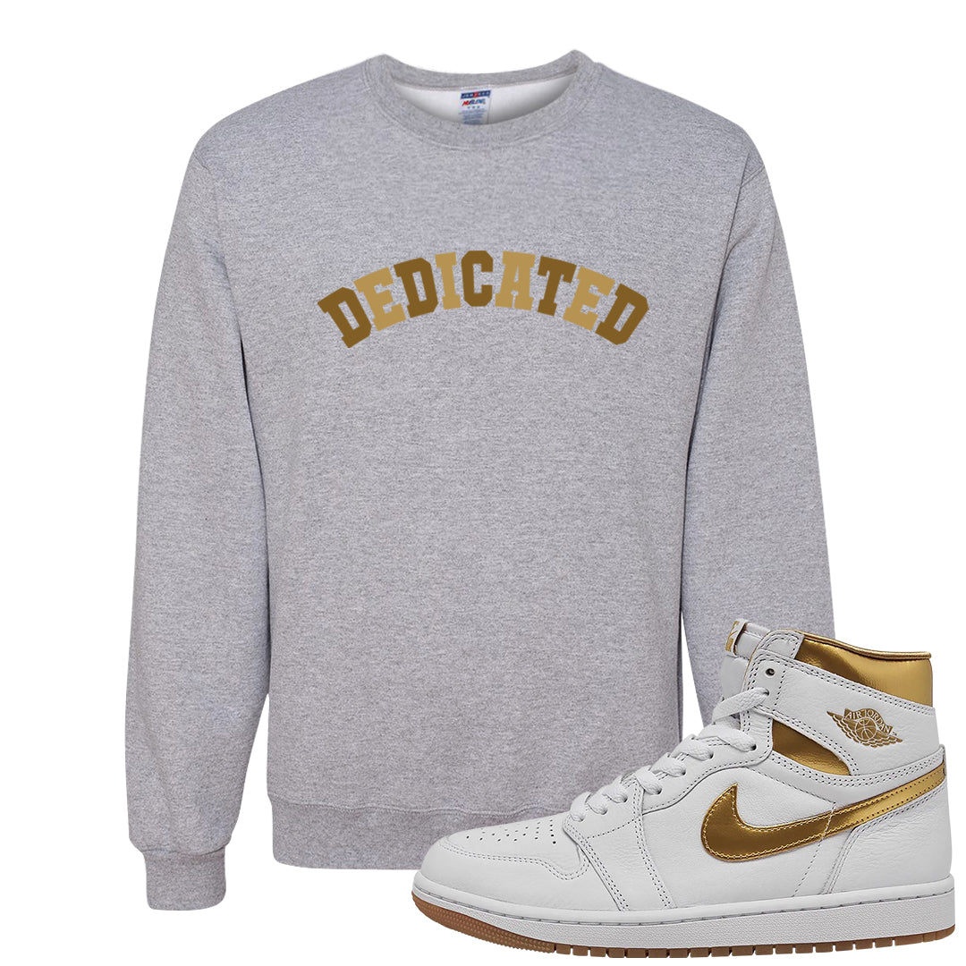 Metallic Gold Retro 1s Crewneck Sweatshirt | Dedicated, Ash