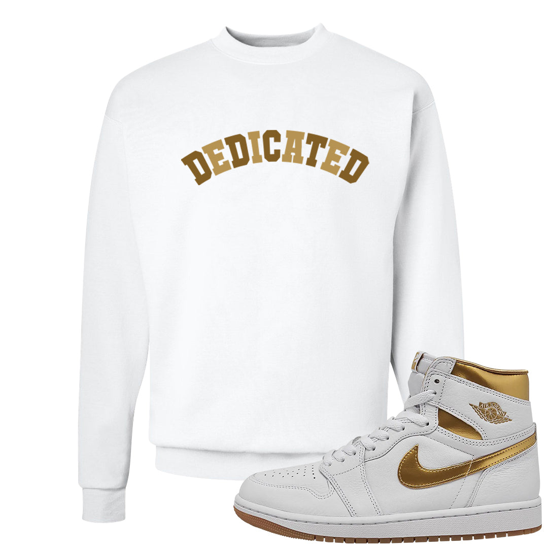 Metallic Gold Retro 1s Crewneck Sweatshirt | Dedicated, White