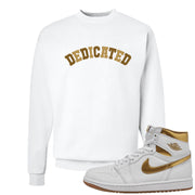 Metallic Gold Retro 1s Crewneck Sweatshirt | Dedicated, White