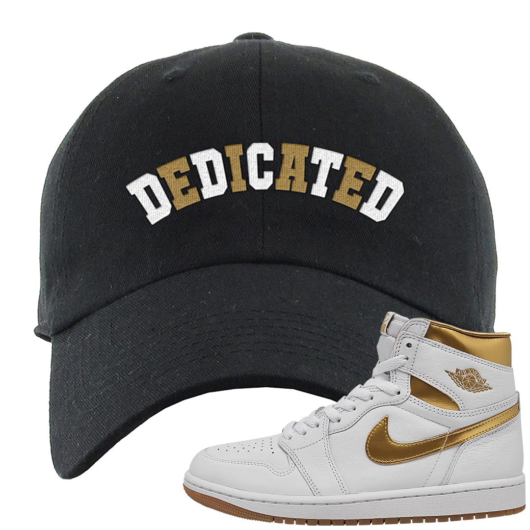 Metallic Gold Retro 1s Dad Hat | Dedicated, Black