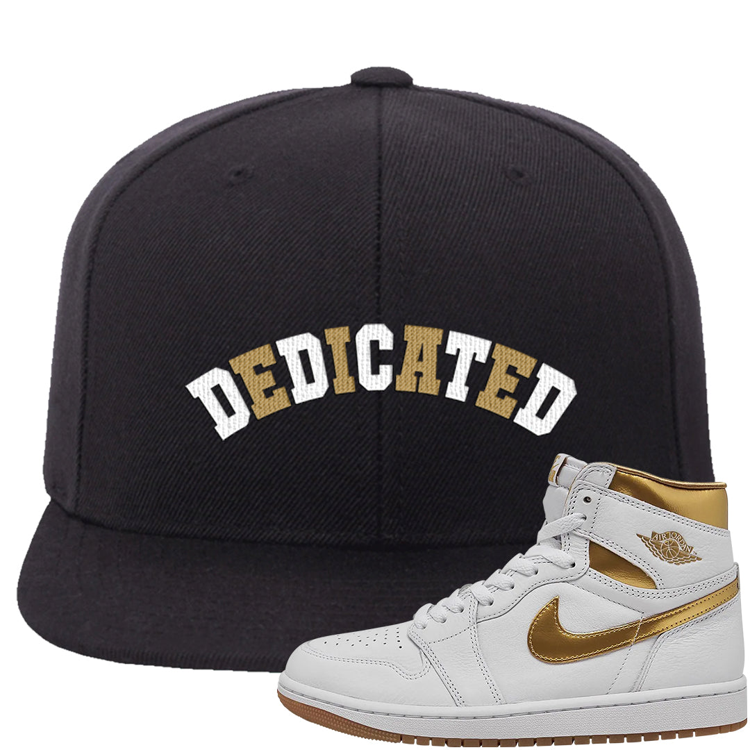 Metallic Gold Retro 1s Snapback Hat | Dedicated, Black