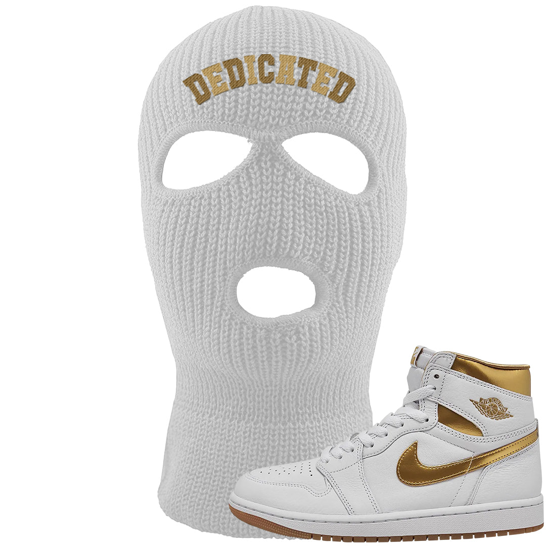 Metallic Gold Retro 1s Ski Mask | Dedicated, White