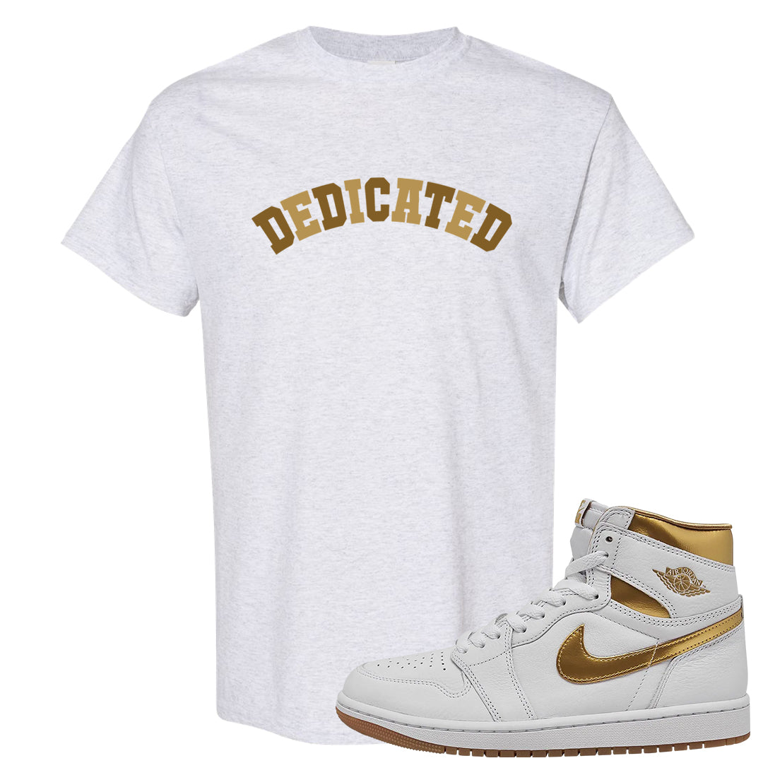 Metallic Gold Retro 1s T Shirt | Dedicated, Ash