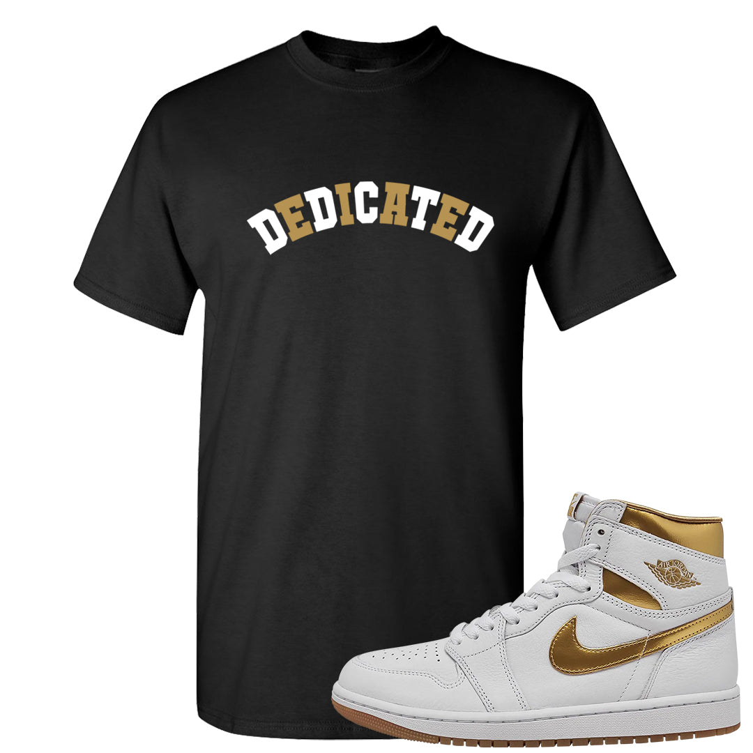 Metallic Gold Retro 1s T Shirt | Dedicated, Black