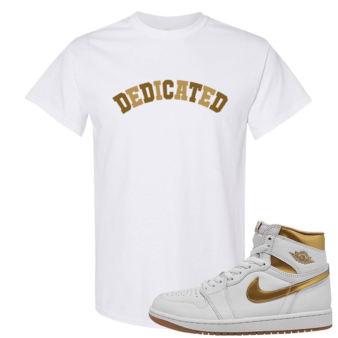 Metallic Gold Retro 1s T Shirt | Dedicated, White