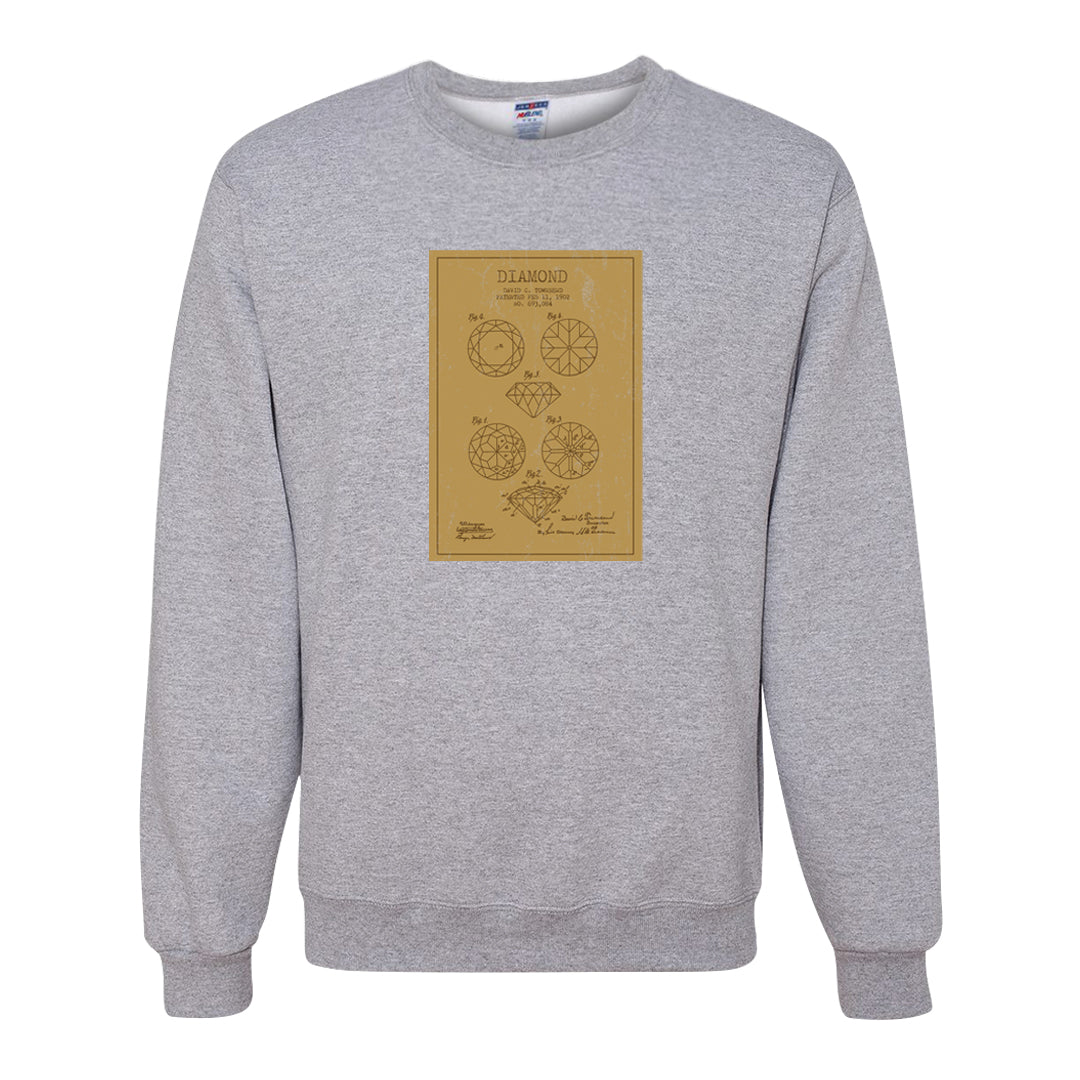 Metallic Gold Retro 1s Crewneck Sweatshirt | Diamond Patent Sketch, Ash
