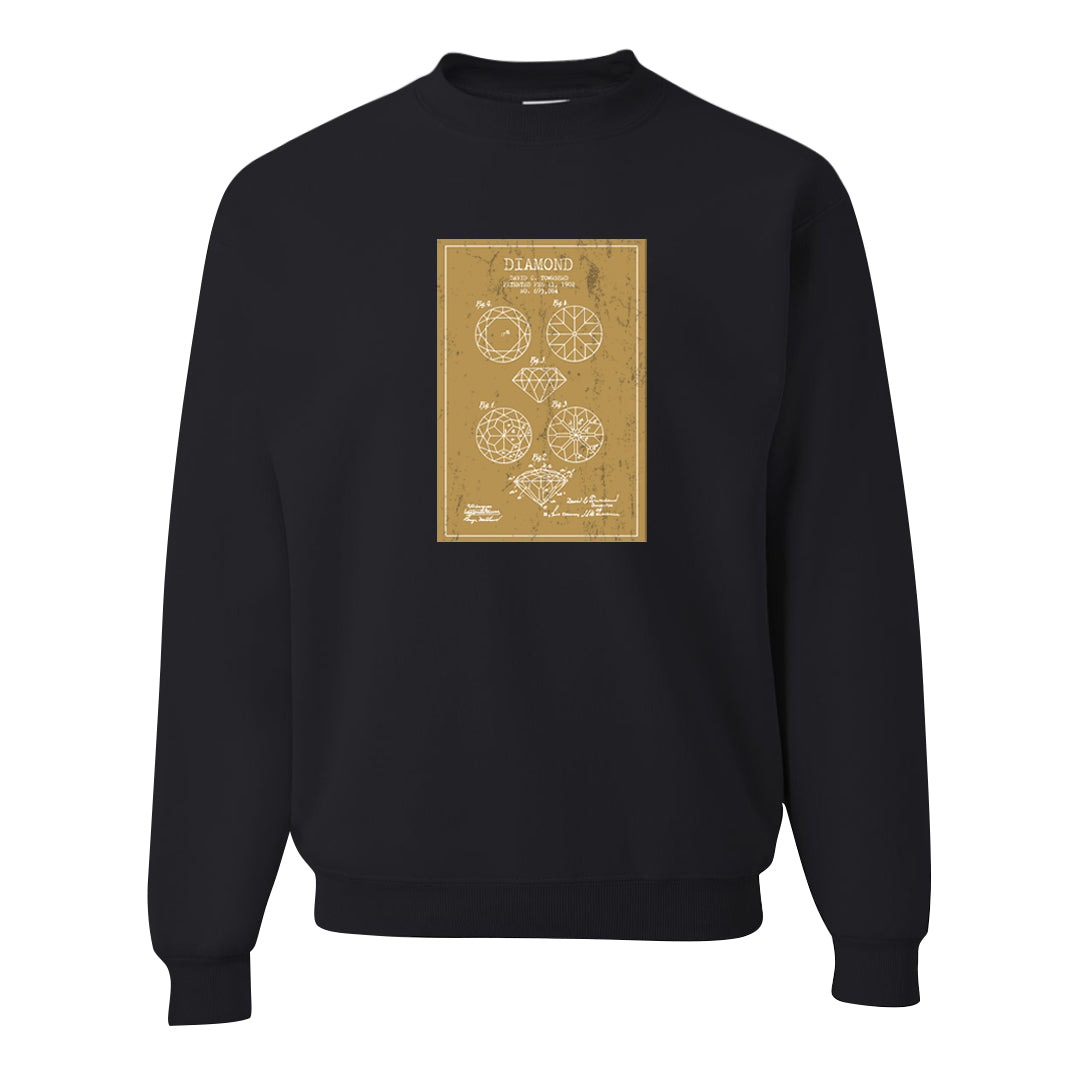 Metallic Gold Retro 1s Crewneck Sweatshirt | Diamond Patent Sketch, Black