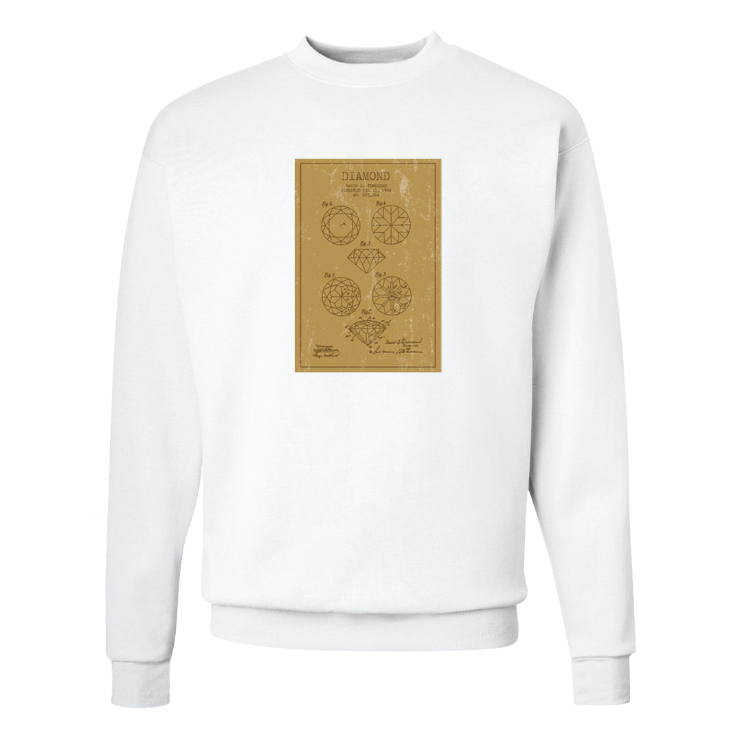 Metallic Gold Retro 1s Crewneck Sweatshirt | Diamond Patent Sketch, White