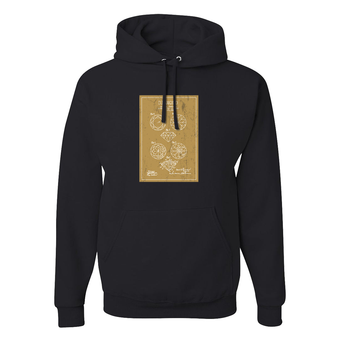 Metallic Gold Retro 1s Hoodie | Diamond Patent Sketch, Black