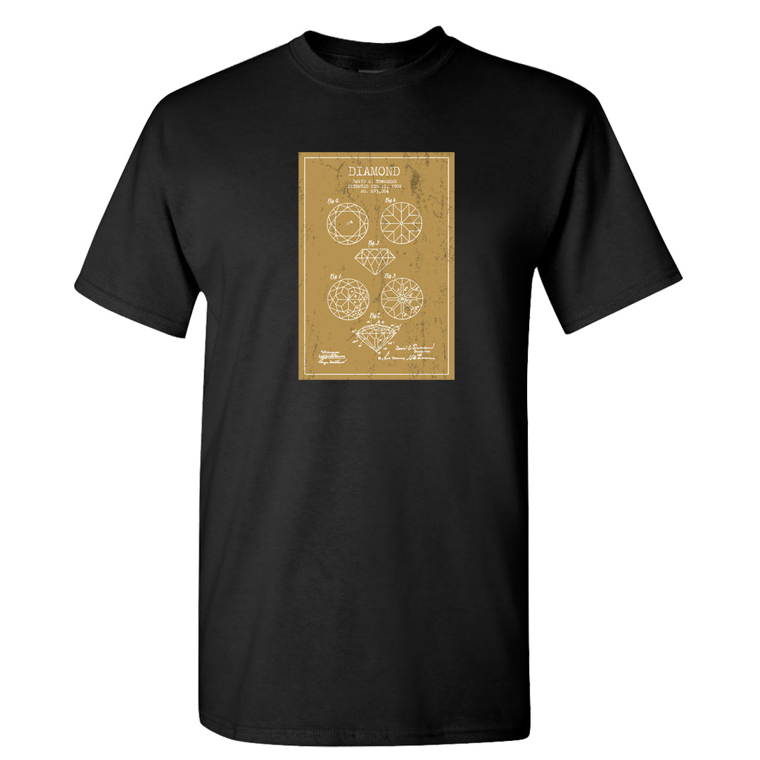 Metallic Gold Retro 1s T Shirt | Diamond Patent Sketch, Black