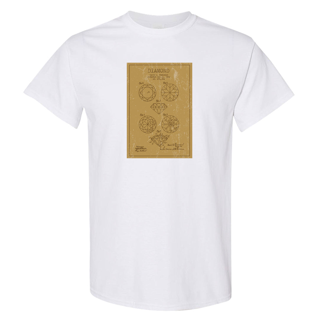 Metallic Gold Retro 1s T Shirt | Diamond Patent Sketch, White