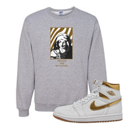 Metallic Gold Retro 1s Crewneck Sweatshirt | God Told Me, Ash