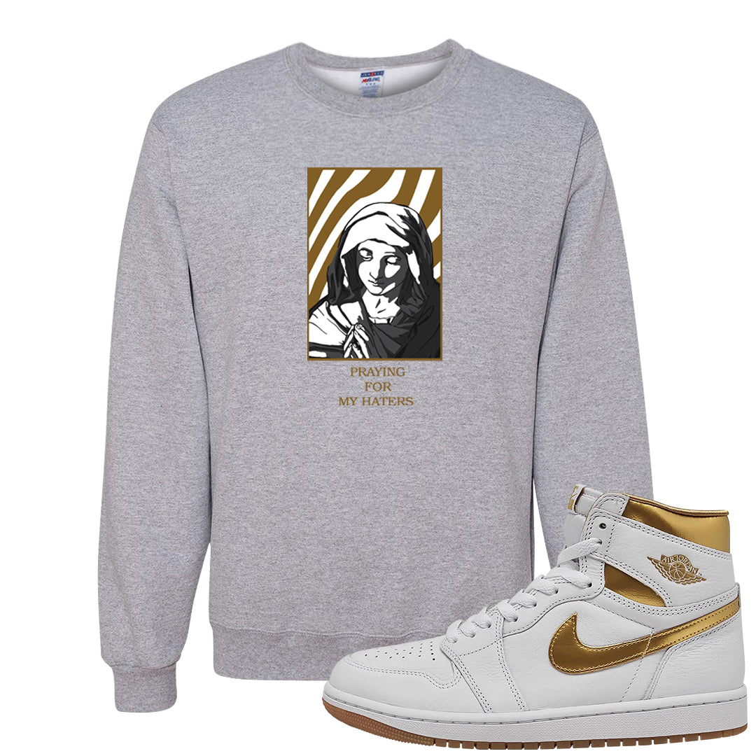 Metallic Gold Retro 1s Crewneck Sweatshirt | God Told Me, Ash