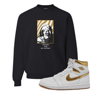 Metallic Gold Retro 1s Crewneck Sweatshirt | God Told Me, Black