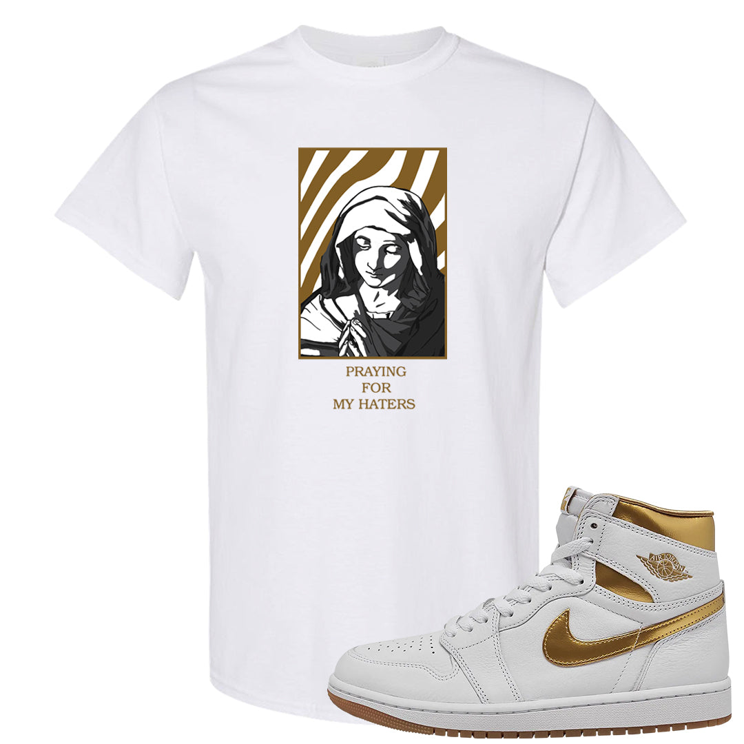 Metallic Gold Retro 1s T Shirt | God Told Me, White