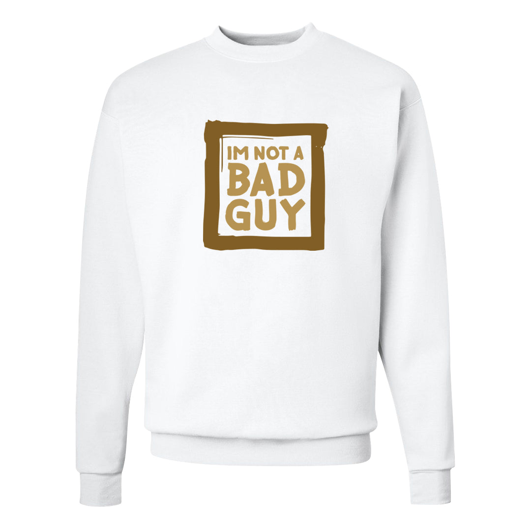 Metallic Gold Retro 1s Crewneck Sweatshirt | I'm Not A Bad Guy, White