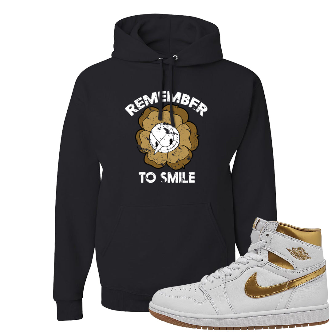 Metallic Gold Retro 1s Hoodie | Remember To Smile, Black