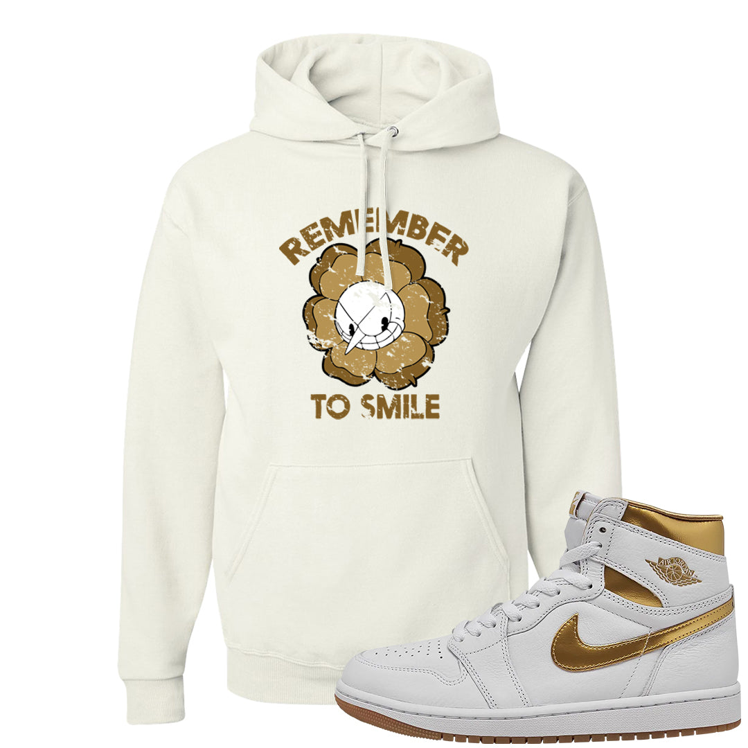 Metallic Gold Retro 1s Hoodie | Remember To Smile, White