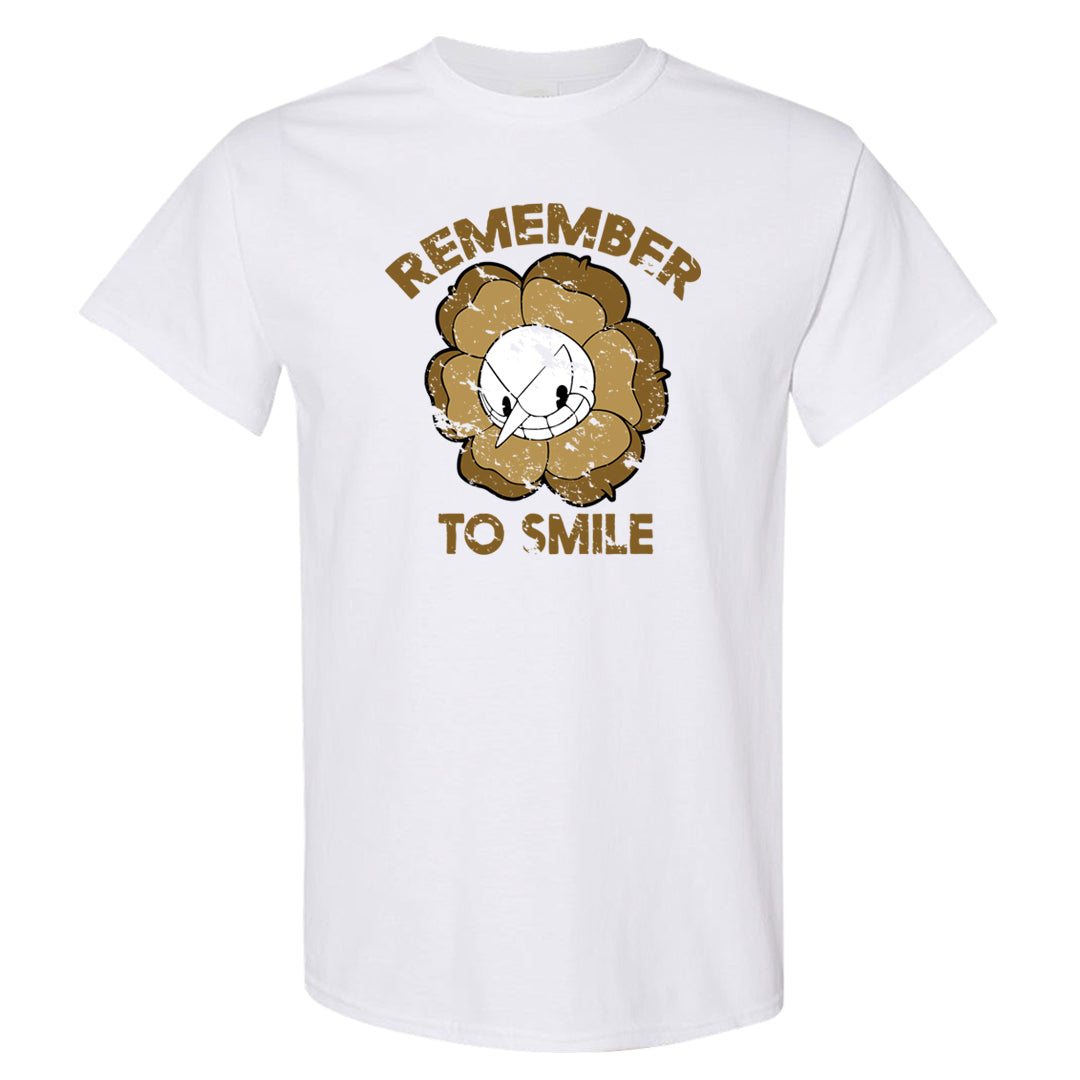 Metallic Gold Retro 1s T Shirt | Remember To Smile, White