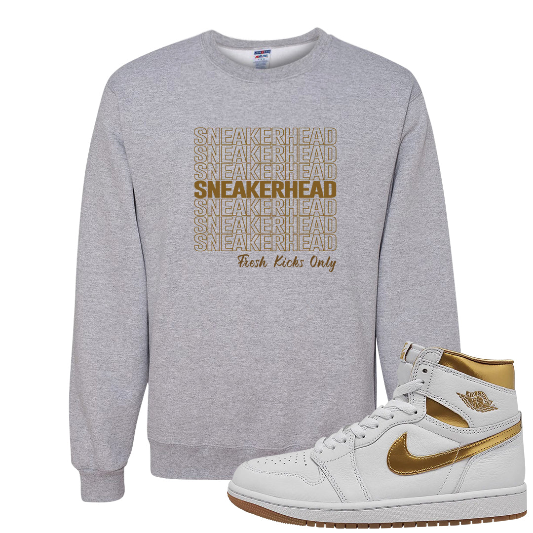 Metallic Gold Retro 1s Crewneck Sweatshirt | Thank You Sneakers, Ash