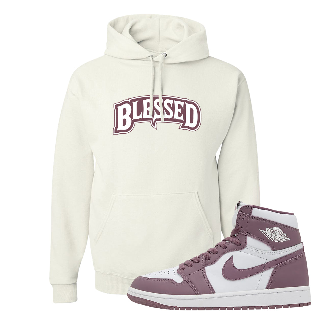 Sky J Mauve 1s Hoodie | Blessed Arch, White