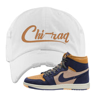 Sky J Purple 1s Distressed Dad Hat | Chiraq, White