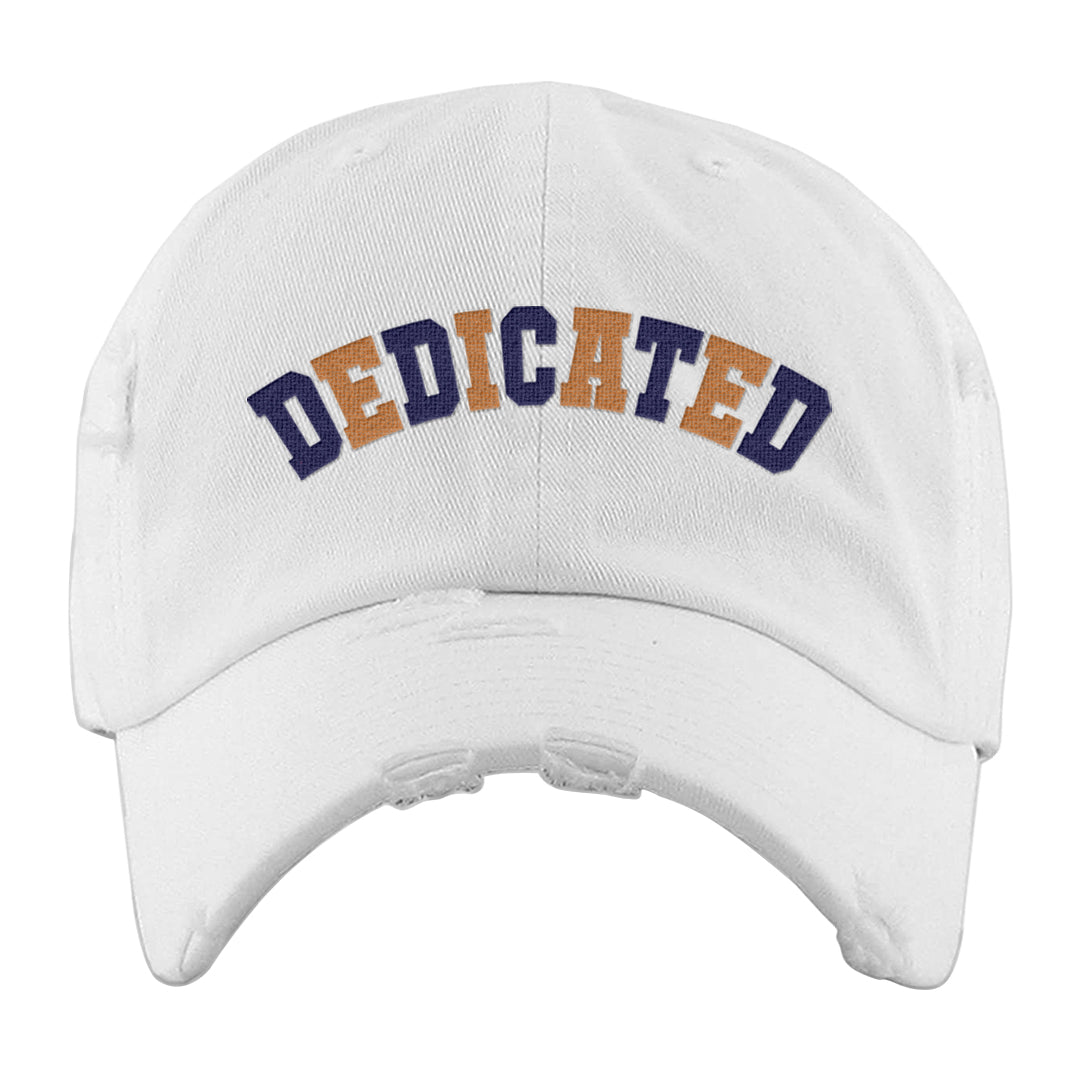 Sky J Purple 1s Distressed Dad Hat | Dedicated, White