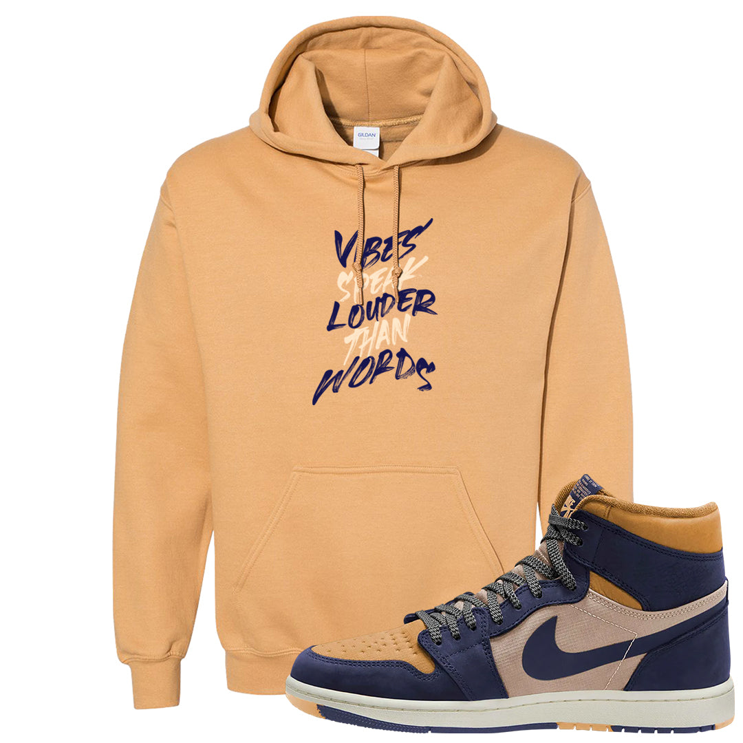 Sky J Purple 1s Hoodie | Vibes Speak Louder Than Words, Old Gold